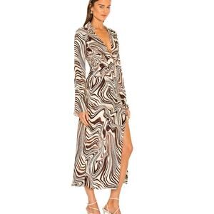 Revolve NICHOLAS Michelle Long Sleeve Twist Front Maxi Midi Dress V neck 2